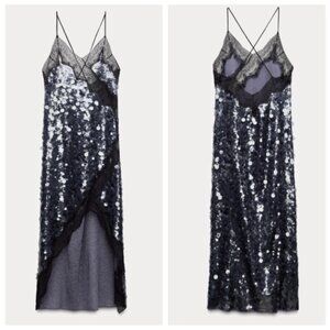 NWOT Zara Collection Runway Sequin Lace DressSize S